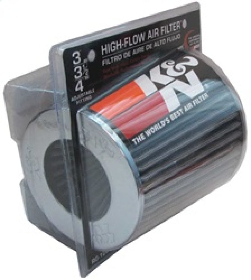 K&N Universal Filter Chrome Round Tapered White - 4in Flange ID x 1.125in Flange Length x 5.5in H-thumbmail-22