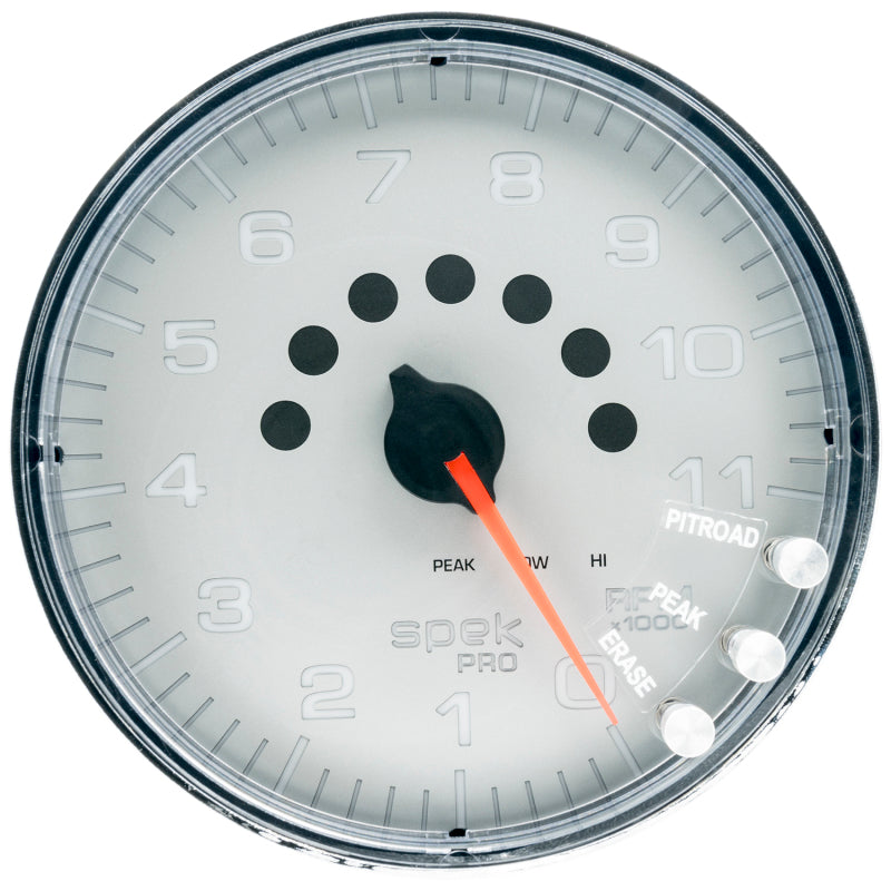Autometer Spek-Pro Gauge Tachometer 5in 11K Rpm W/Shift Light & Peak Mem Silver/Chrome-thumbmail-3