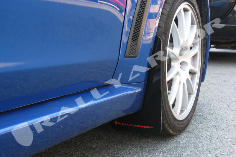 Rally Armor 08-17 Mitsubishi EVO X Black UR Mud Flap w/ Red Logo-thumbmail-2