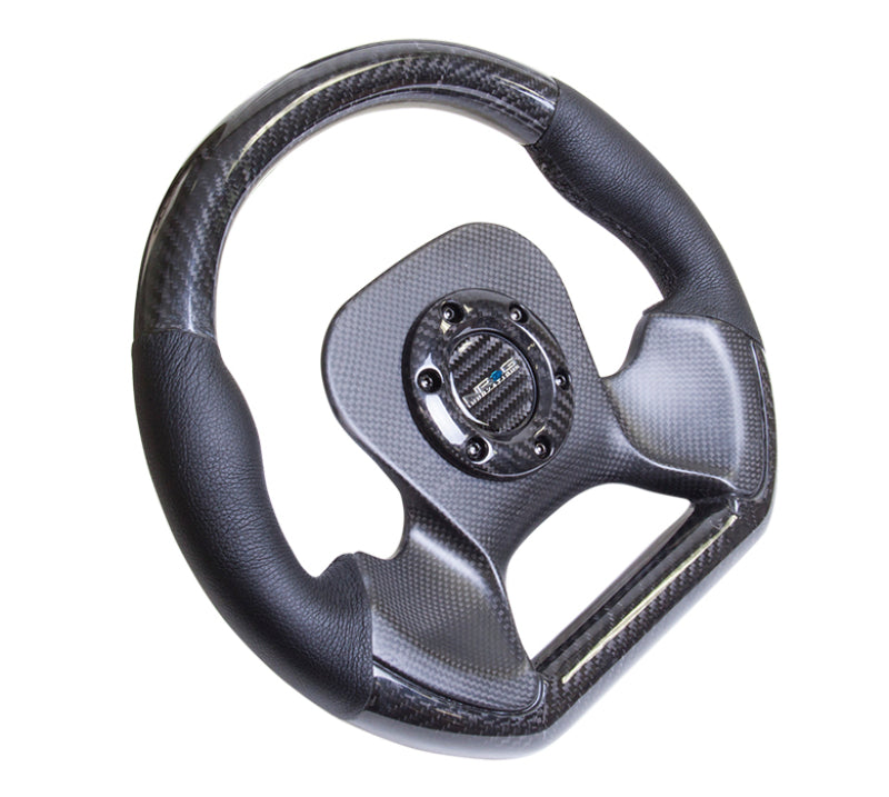 NRG Carbon Fiber Steering Wheel (320mm) CF Center Plate & Two-Tone Carbon w/Leather Trim Handles-thumbmail-6