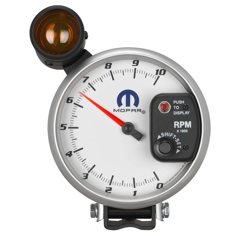 Autometer Mopar 5in / 10k RPM / Pedestal Mount White Tachometer w/ Shift Light-thumbmail-1
