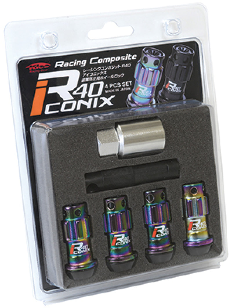 Project Kics 12X1.50 R40 Iconix Neochrome Lug Nut Lock Set - 4-thumbmail-1