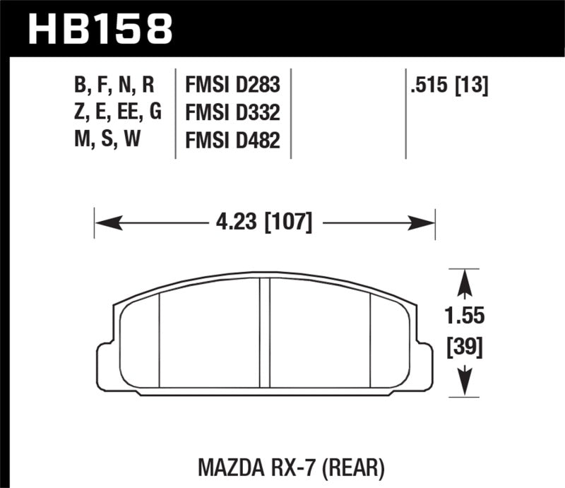 Hawk 84-91 Mazda RX-7 / 03-05 Mazda 6 Blue 9012 Race Rear Brake Pads-thumbmail-3
