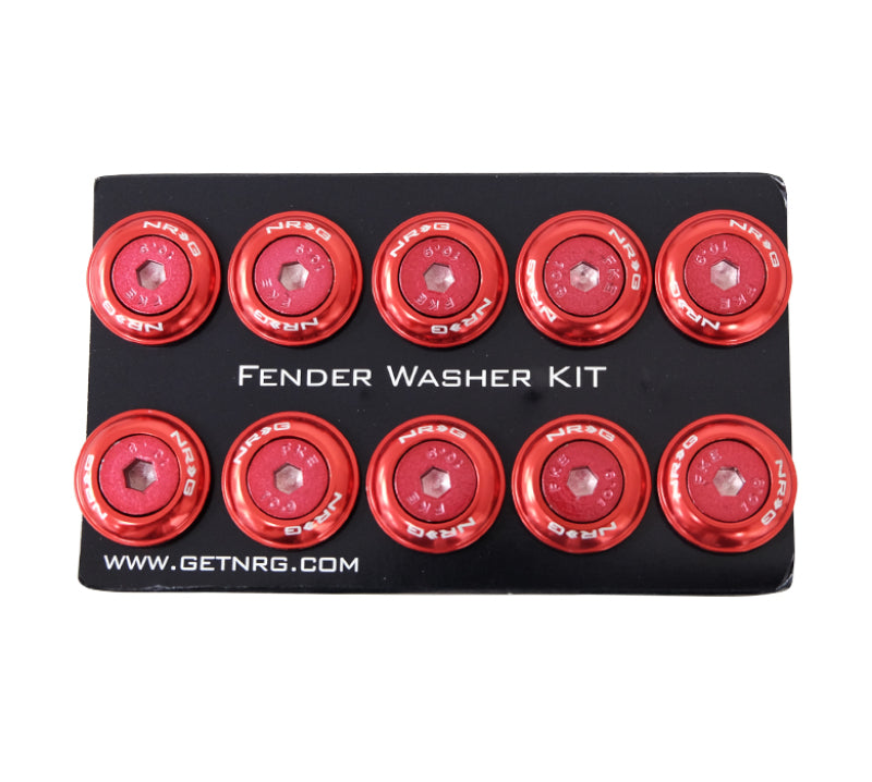NRG Fender Washer Kit w/Color Matched M6 Bolt Rivets For Plastic (Red) - Set of 10-thumbmail-4