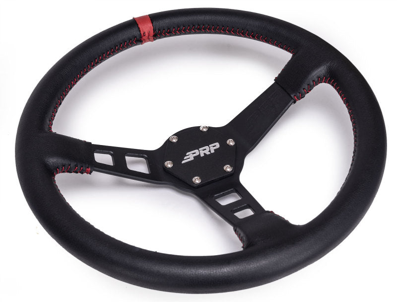 PRP Deep Dish Leather Steering Wheel- Red-thumbmail-1