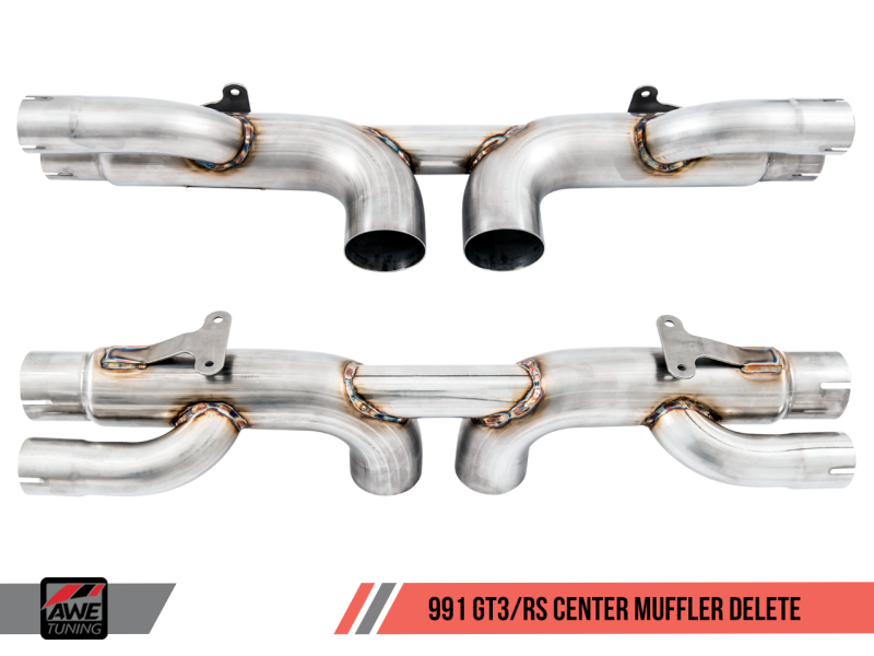 AWE Tuning Porsche 991 GT3 / RS Center Muffler Delete - Diamond Black Tips-thumbmail-7