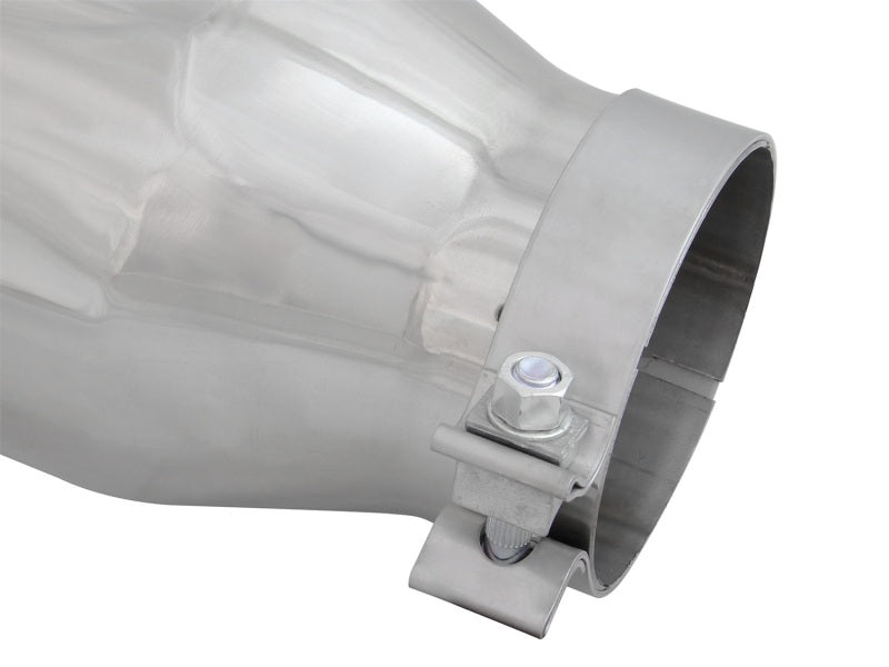 aFe MACH Force-XP 304 SS Right Side Single Wall Polished Exhaust Tip 4in Inlet x 6in Outlet x 12in L-thumbmail-7