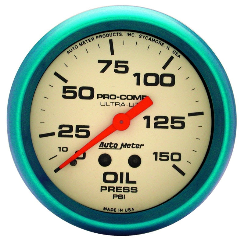 Autometer Ultra-Nite 66.7mm 0-150 PSI Mechanical Oil Pressure Gauge-thumbmail-1