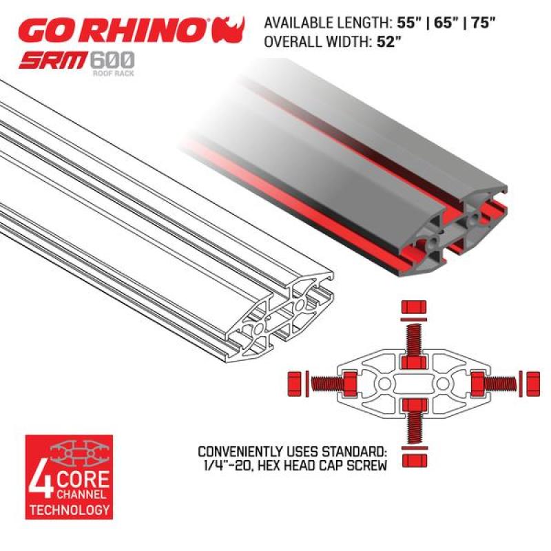 Go Rhino Universal 65in SRM 600 Basket Style Rack - Textured black-thumbmail-26