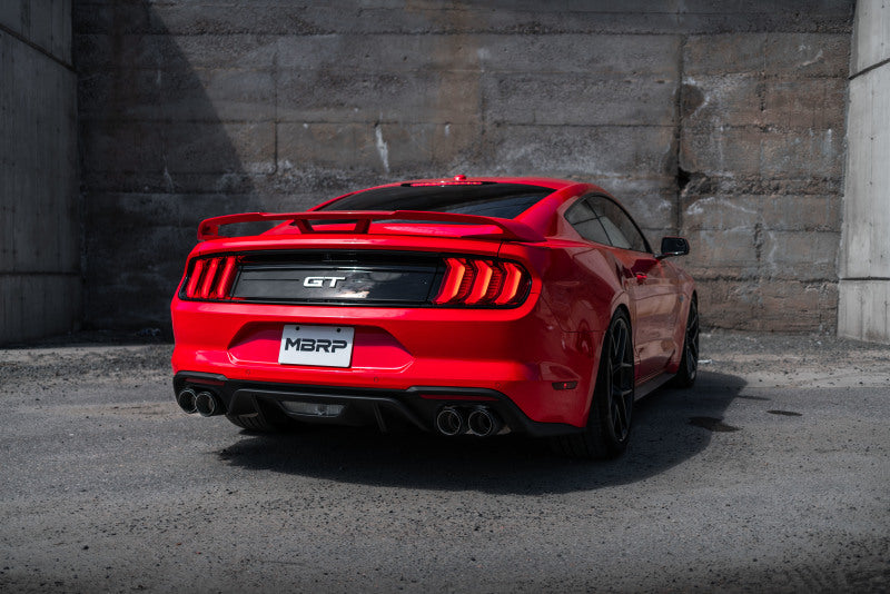 MBRP 18-20 Ford Mustang GT 5.0 w/ Quad Tip Active Exhaust Cat Back Split Rear T304 w/ Carb Fib Tips-thumbmail-7
