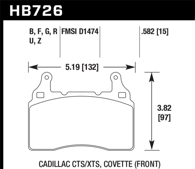 Hawk 2014 Chevrolet Corvette PC Front Brake Pads-thumbmail-5
