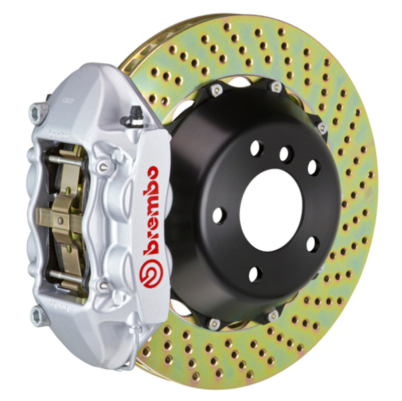 Brembo 13-17 Model S RWD (w/ Dual Rr Calipers) Rr GT BBK 4Pis Cast 365x29 2pc Rtr Drill-Silver-thumbmail-1