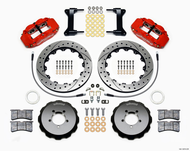 Wilwood Narrow Superlite 6R Front Hat Kit 13.06in Drilled Red 1999-2012 Subaru WRX w/Lines-thumbmail-1