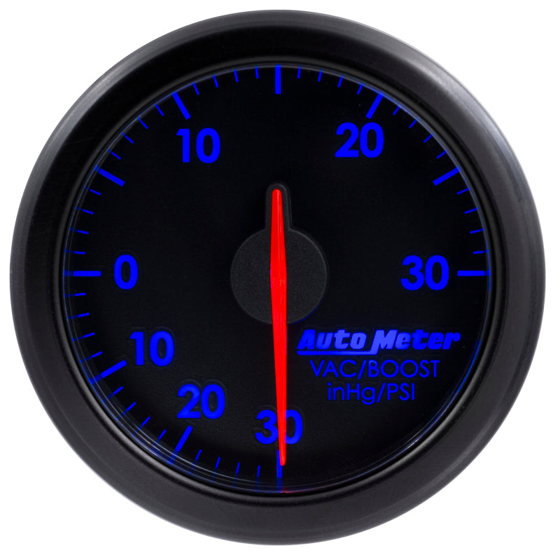 Autometer Airdrive 2-1/6in Boost/Vac Gauge 30in HG/30 PSI - Black-thumbmail-7
