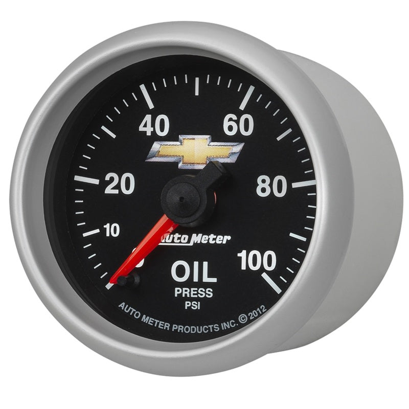 AutoMeter Gauge Oil Press 2-1/16in. 100PSI Digital Stepper Motor Chevy Gold Bowtie-thumbmail-6