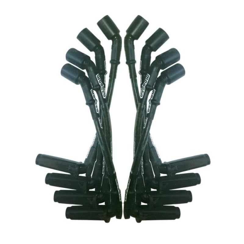 Moroso GM LS 11in Long Coil On Plug 90 Deg Plug Sleeved Ultra Spark Plug Wire Set - Black-thumbmail-1