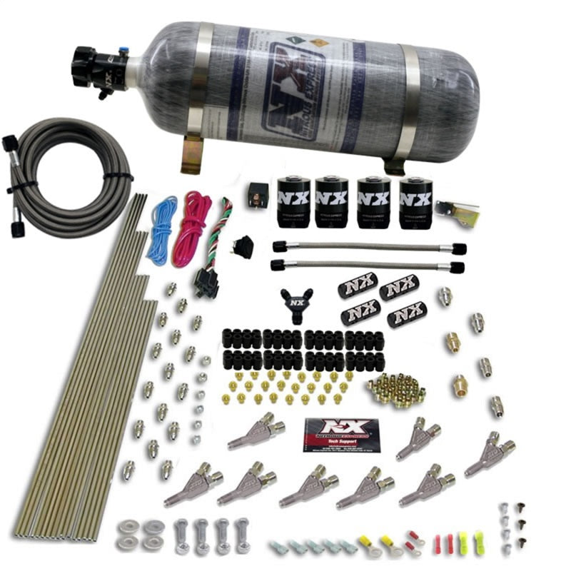 Nitrous Express STD Nozzle Nitrous Kit (200-500HP) Gas w//Dist Block & 4 Solenoids w/15lb Bottle-thumbmail-2