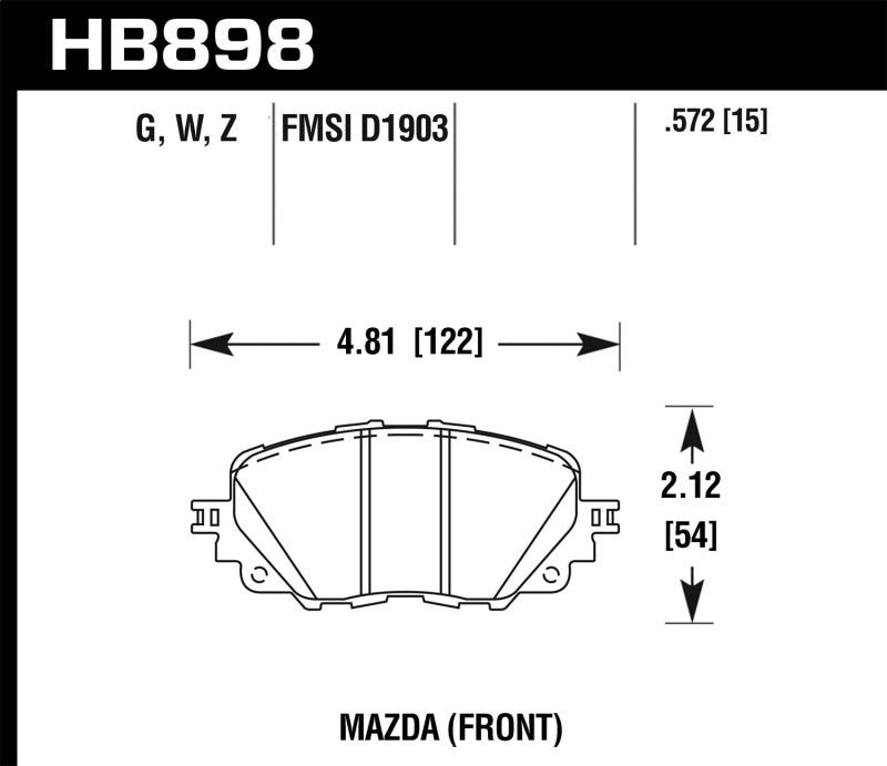 Hawk 17-19 Fiat 124 Spider HPS 5.0 Front Brake Pads-thumbmail-2
