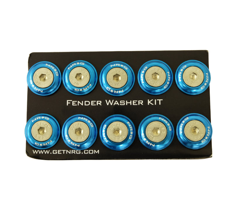 NRG Fender Washer Kit w/Rivets For Plastic (Blue) - Set of 10-thumbmail-3