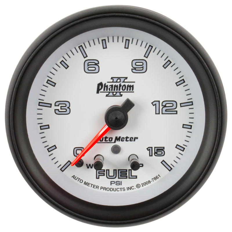 AutoMeter Gauge Fuel Press 2-5/8in. 15PSI Stepper Motor W/ Peak & Warn Phantom II-thumbmail-1