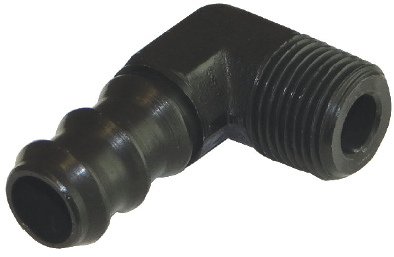 Moroso Air/Oil Separator Fuel Line Fitting - 3/8in to 1/2in Hose - 90 Degree - Black - Single-thumbmail-1