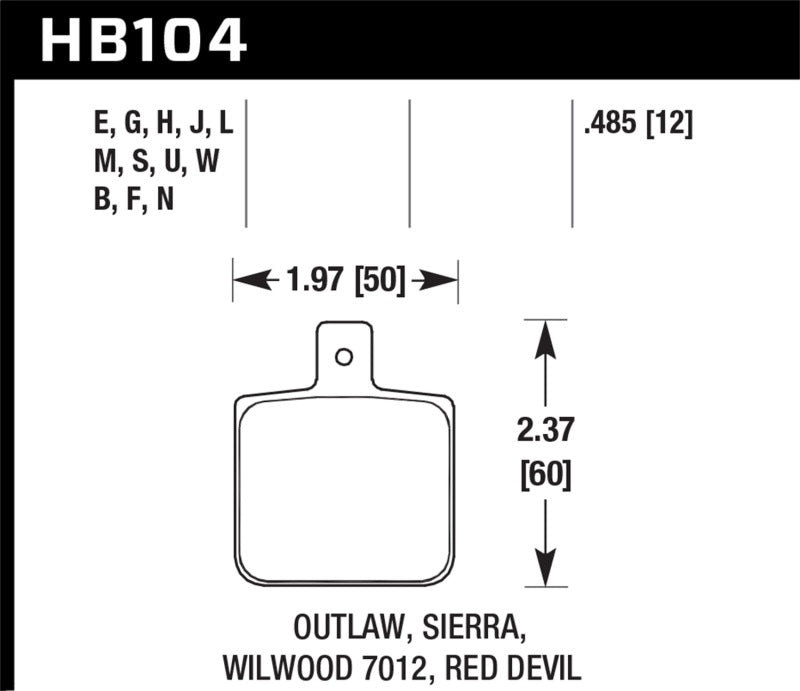 Hawk Wilwood DL Single Outlaw w/0.156in Center Hole DTC-30 Race Pads-thumbmail-2