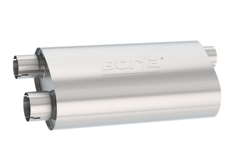 Borla Universal Pro-XS Muffler Oval 3in Inlet/ 2.5in Dual Outlet Transverse Flow Notched Muffler-thumbmail-2