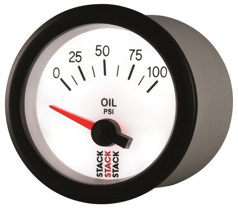 Autometer Stack 52mm 0-100 PSI 1/8in NPTF Electric Oil Pressure Gauge - White-thumbmail-6