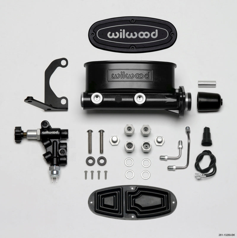 Wilwood HV Tandem M/C Kit w L/H Bracket & Prop Valve - 1in Bore Black-thumbmail-2