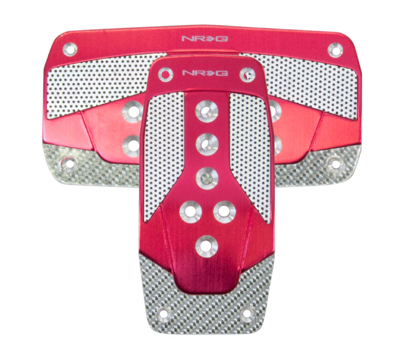 NRG Aluminum Sport Pedal A/T - Red w/Silver Carbon-thumbmail-2