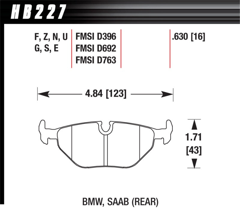 Hawk 95-99 BMW M3 E36 HPS Street Rear Brake Pads-thumbmail-8