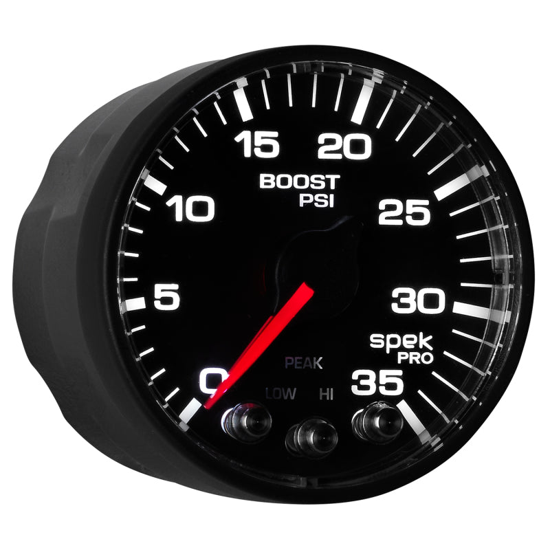 Autometer Spek-Pro Gauge Boost 2 1/16in 35psi Stepper Motor W/Peak & Warn Black/Black-thumbmail-8