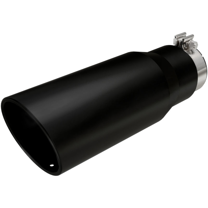 MagnaFlow Tip Stainless Black Coated Single Wall Round Single Outlet 5in Dia 3.5in Inlet 14.5in L-thumbmail-3