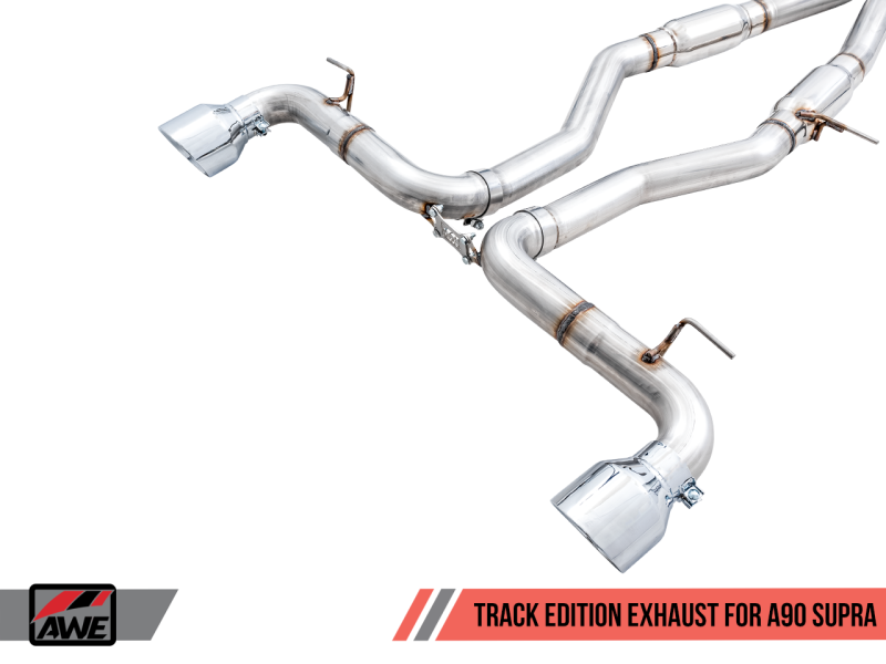 AWE Tuning 2020 Toyota Supra A90 Track Edition Exhaust - 5in Chrome Silver Tips-thumbmail-12