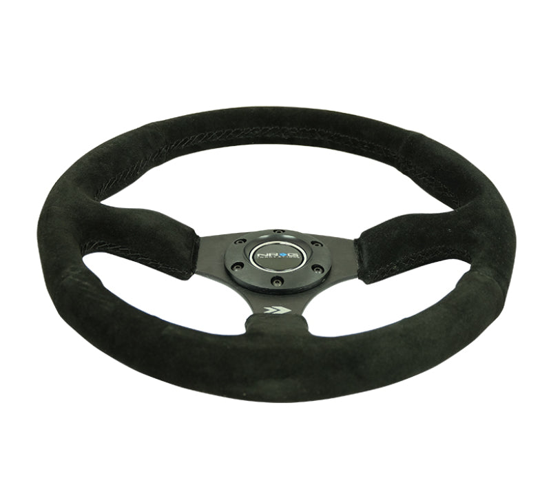 NRG Reinforced Steering Wheel (350mm / 2.5in. Deep) Blk Suede Comfort Grip w/5mm Matte Blk Spokes-thumbmail-4