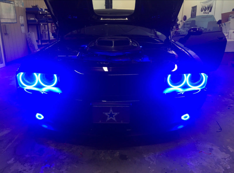 Oracle 15-21 Dodge Challenger Waterproof LED Fog Light Halo Kit - ColorSHIFT-thumbmail-9