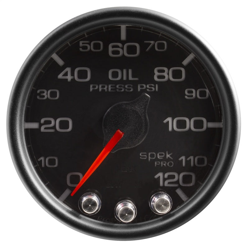 Autometer Spek-Pro Gauge Oil Press 2 1/16in 120psi Stepper Motor W/Peak & Warn Blk/Blk-thumbmail-3