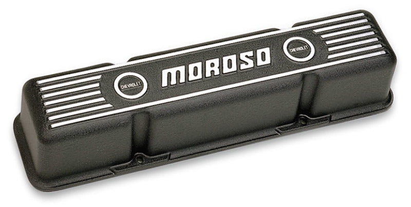 Moroso Chevrolet Small Block Valve Cover - 3.5in - Black Finished Aluminum - Pair-thumbmail-1