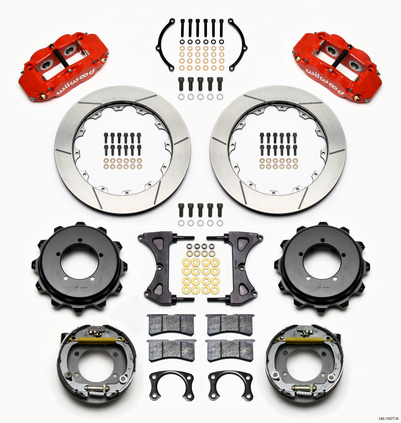 Wilwood Narrow Superlite 4R Rear Kit 12.88in Drilled Red Speedway Eng Floater w/ New Style End-thumbmail-1