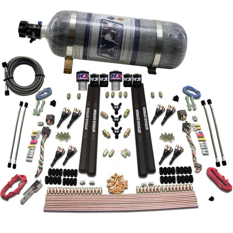 Nitrous Express SX2 Dual Stage/Gas/Rails 8 Nozzles Nitrous Kit (200-1200HP) w/Composite Bottle-thumbmail-2