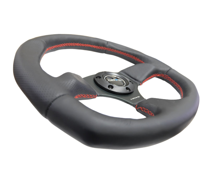 NRG Reinforced Steering Wheel (320mm Horizontal / 330mm Vertical) Leather w/Red Stitching-thumbmail-8