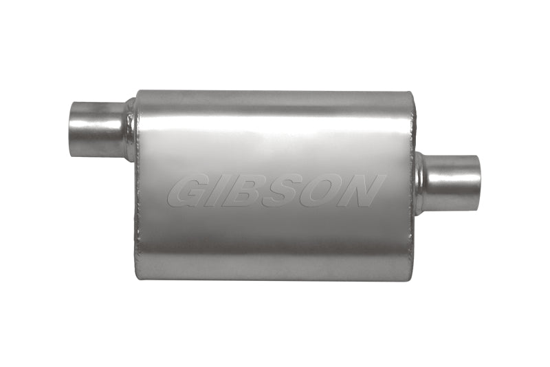Gibson CFT Superflow Offset/Center Oval Muffler - 4x9x18in/3in Inlet/3in Outlet - Stainless-thumbmail-1