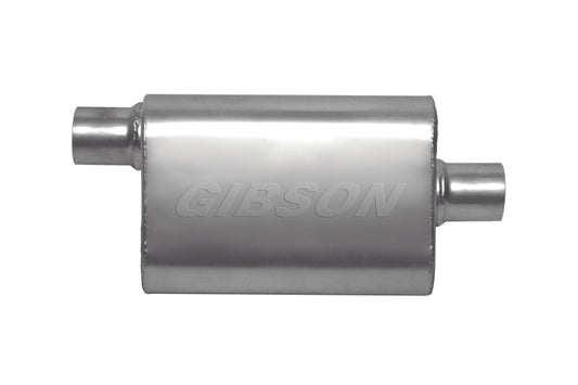 Gibson CFT Superflow Offset/Center Oval Muffler - 4x9x18in/2.5in Inlet/2.5in Outlet - Stainless