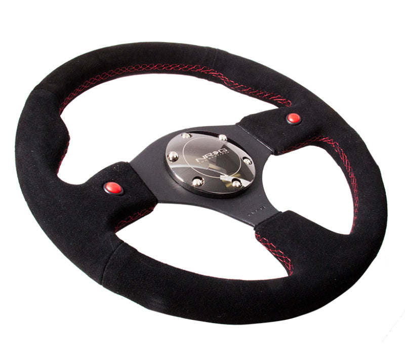 NRG Reinforced Steering Wheel (320mm) Blk Suede w/Dual Buttons-thumbmail-6