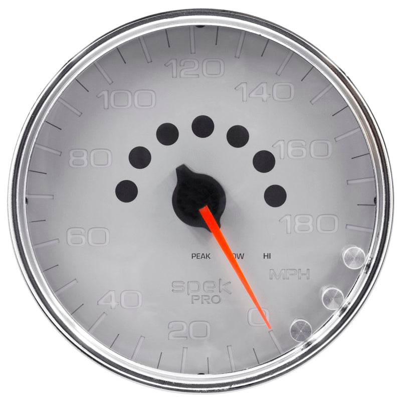 Autometer Spek-Pro Gauge Speedometer 5in 180 Mph Elec. Programmable Silver/Chrome-thumbmail-3