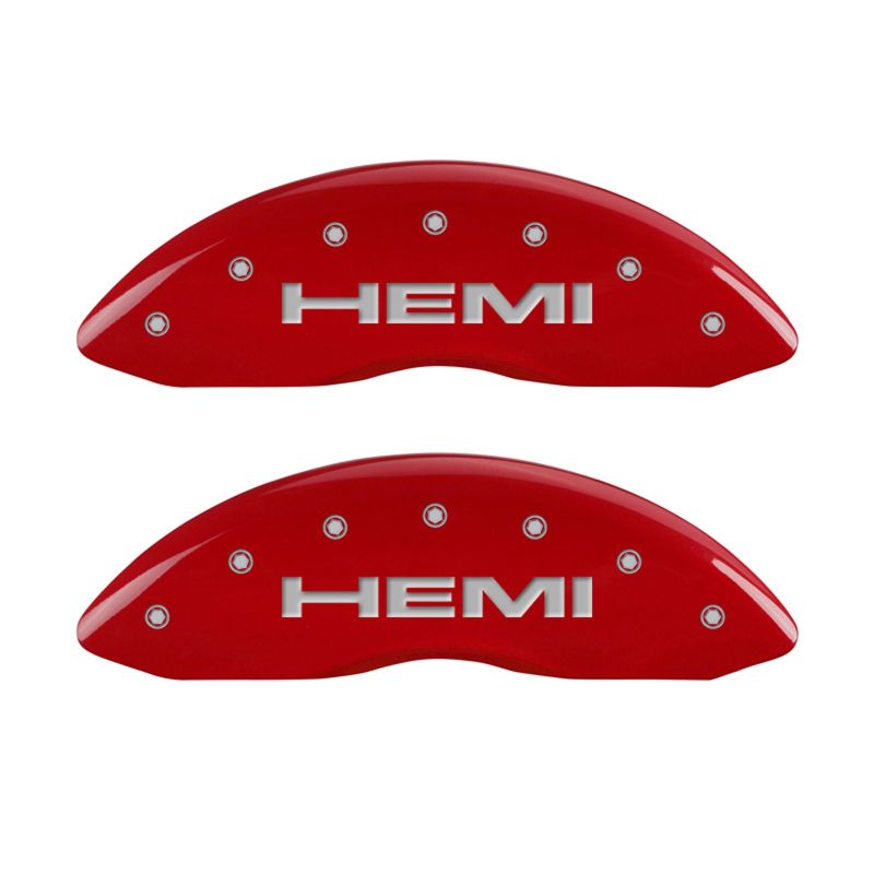 MGP 4 Caliper Covers Engraved Front & Rear Hemi Red finish silver ch-thumbmail-3