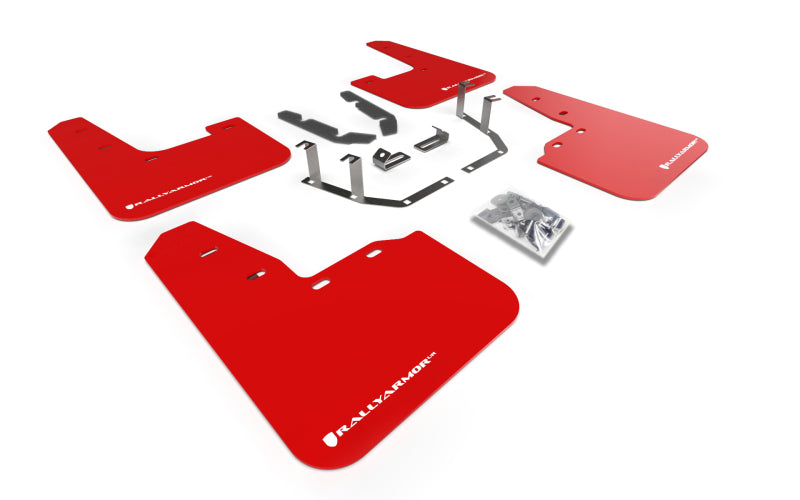 Rally Armor 18-22 Ford Fiesta ST MK8 Red UR Mud Flap w/ White Logo-thumbmail-3