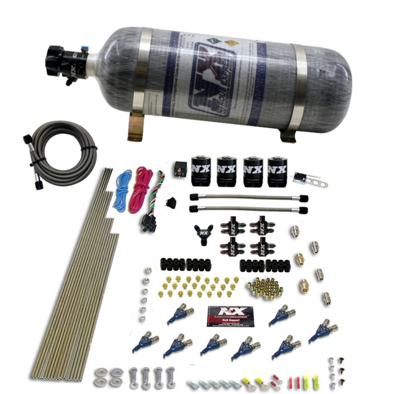 Nitrous Express 8 Cyl Piranha Direct Port 4 Solenoids Nitrous Kit (200-500HP) w/12lb Bottle-thumbmail-2