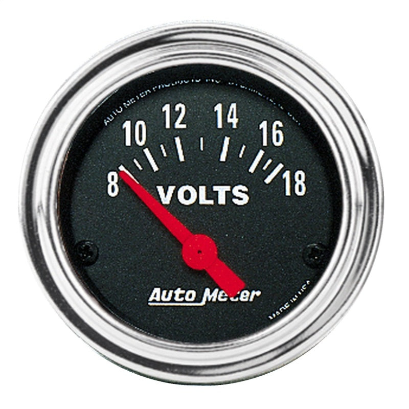 Autometer Traditional Chrome 52mm 8-18 Volts Short Sweep Electricall Voltmeter-thumbmail-1