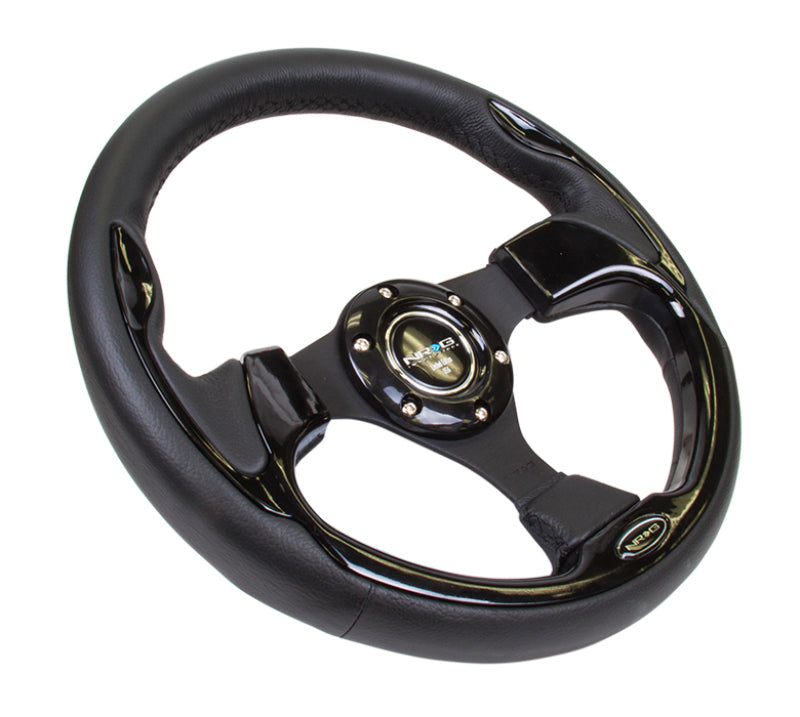 NRG Reinforced Steering Wheel (320mm) Blk w/Gloss Black Trim-thumbmail-8